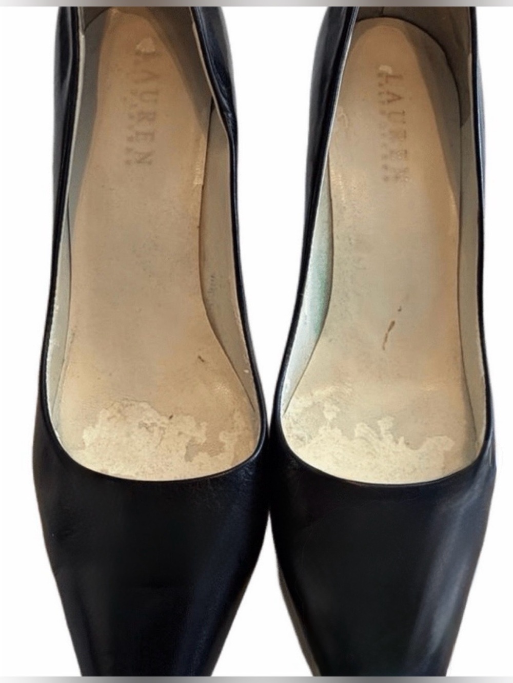 RALPH LAUREN Black 4” Pointed-Toe Leather Pumps